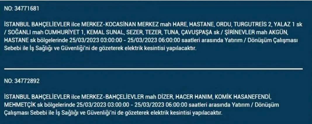 İstanbullular dikkat! Bugün elektrikler kesilecek 29